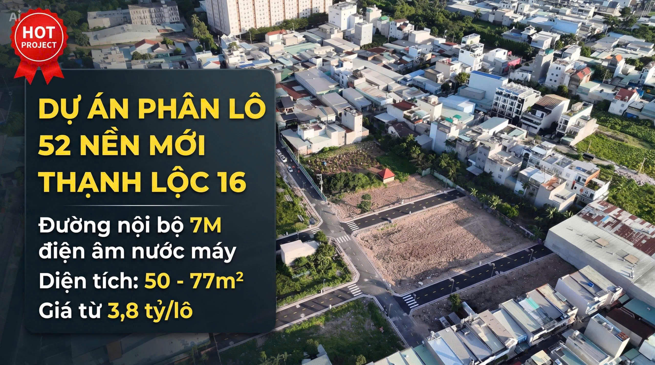 hình ảnh tổng quan Mở bán 52 nền đất KDC phân lô mới Thạnh Lộc 16 – Phường An Phú Đông