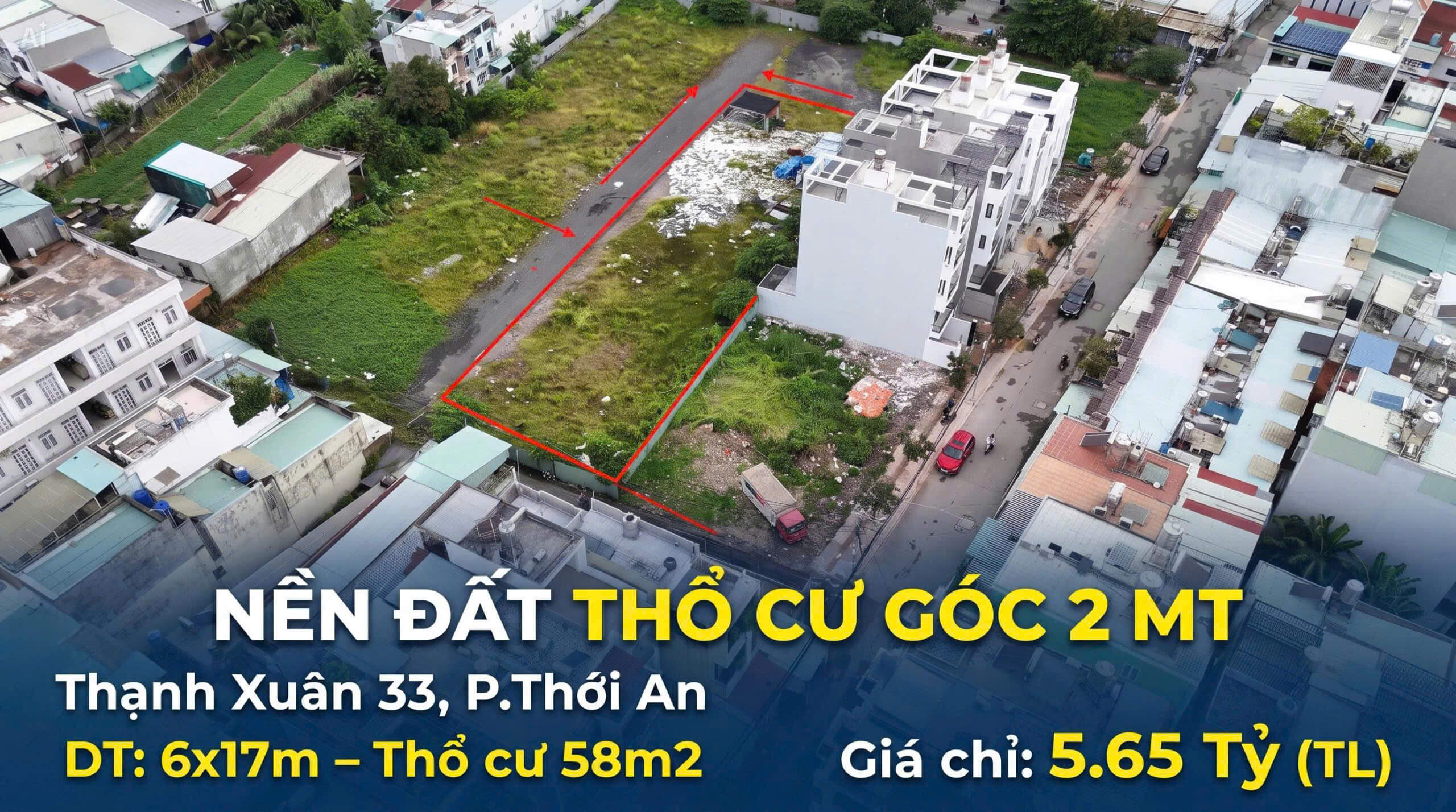 hình ảnh tổng quan Đất góc mặt tiền Thạnh Xuân 23 Phường Thới An | Vị trí đẹp kinh doanh