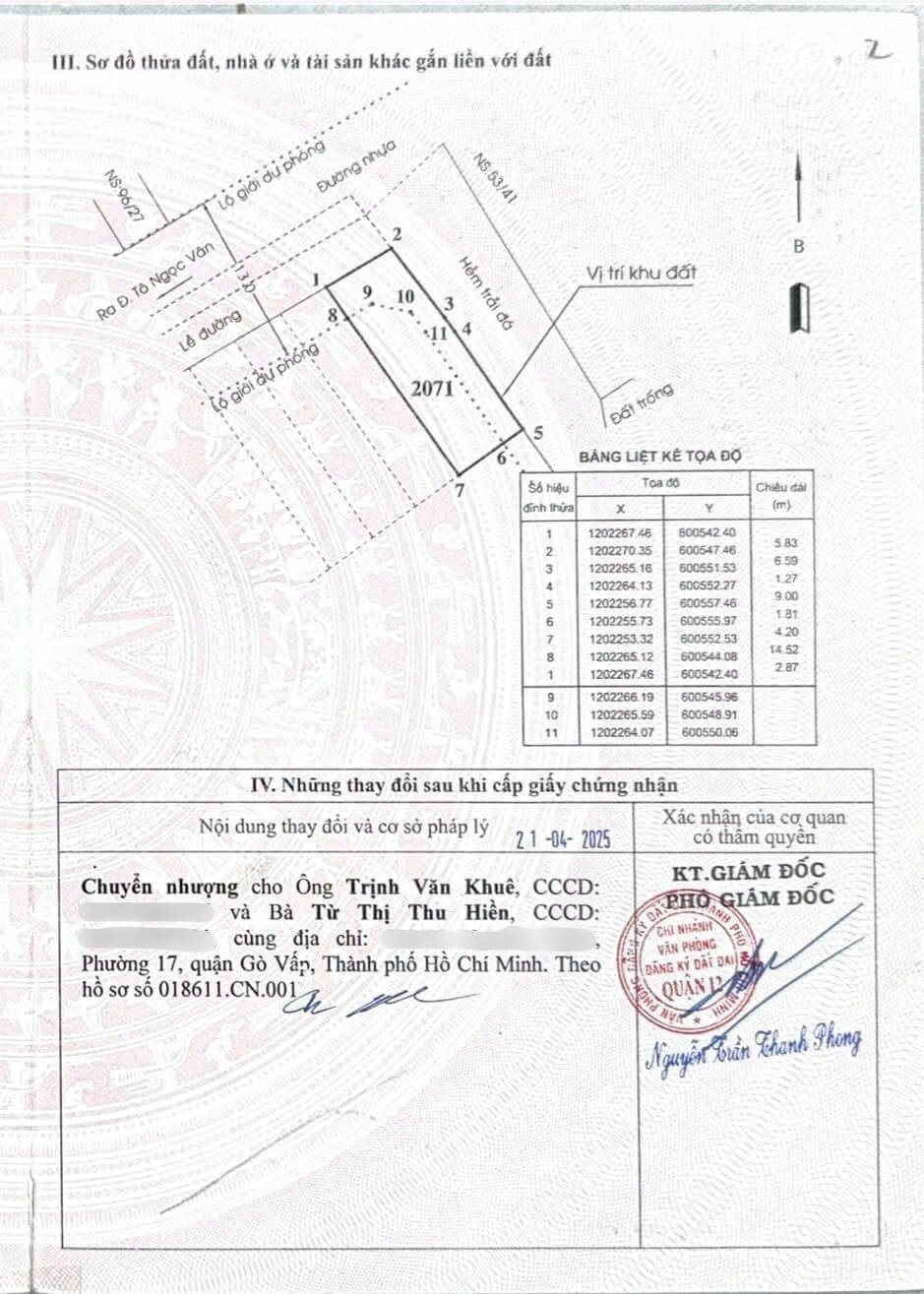 hình ảnh pháp lý Đất góc mặt tiền Thạnh Xuân 23 Phường Thới An | Vị trí đẹp kinh doanh 2