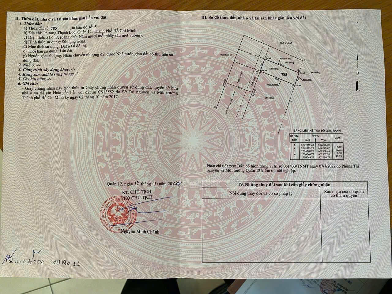 hình ảnh pháp lý Đất khu nhà phố cao cấp Thạnh Lộc 43, Phường Thạnh Lộc, Quận 12 2