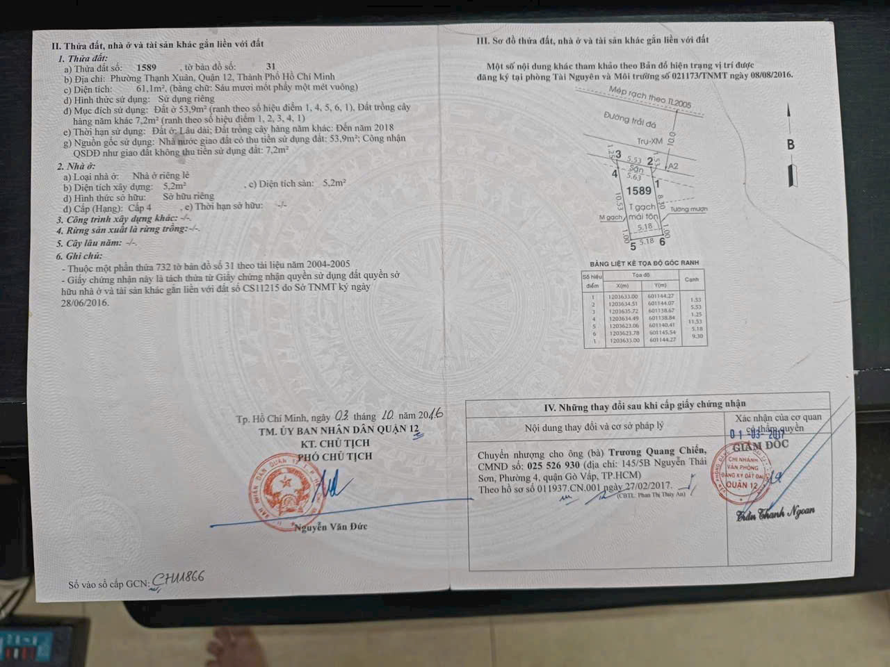 hình ảnh pháp lý Đất mặt tiền Thạnh Xuân 33, Phường Thới An, Quận 12 1