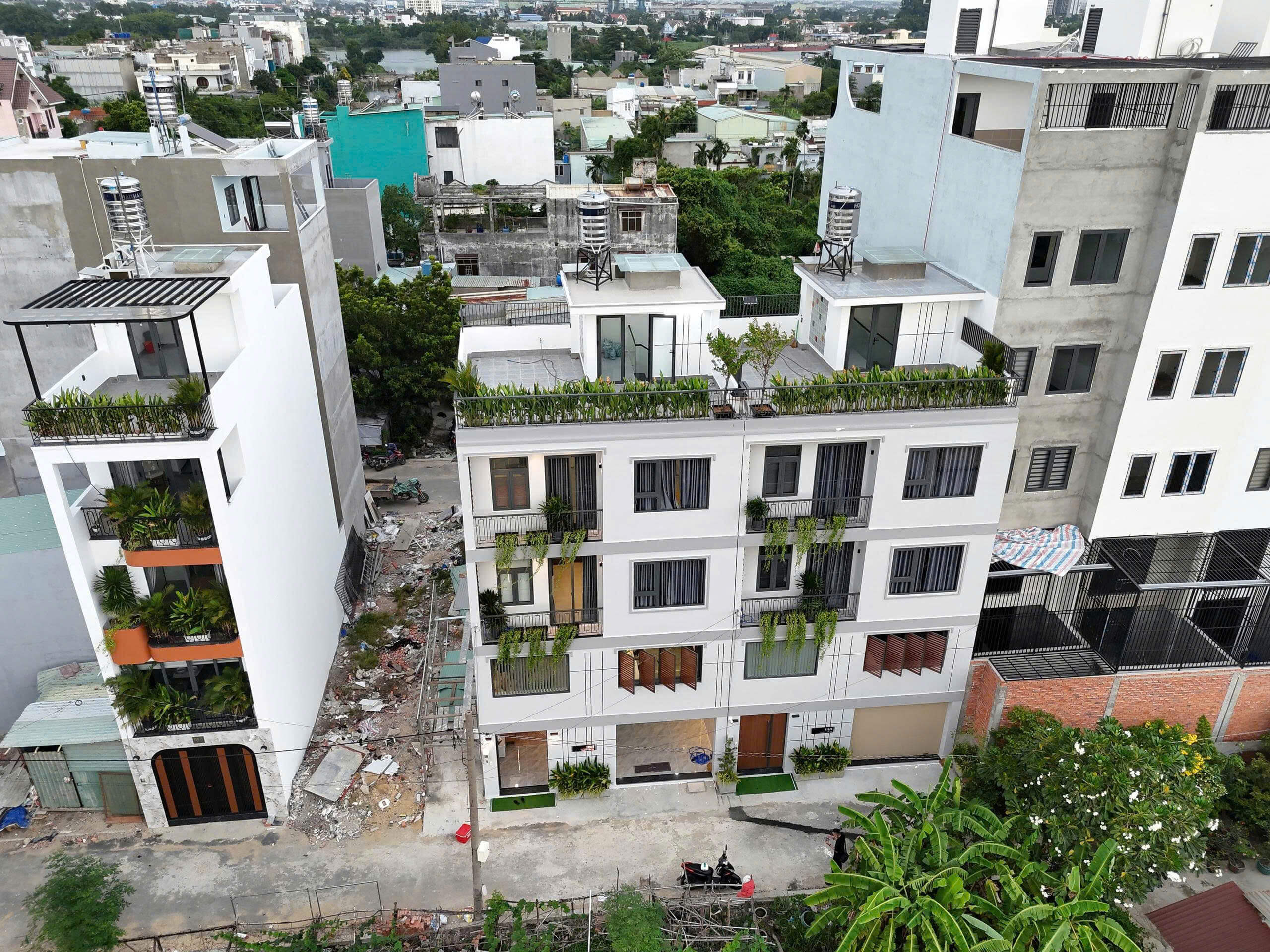 hình ảnh tổng quan 2 căn nhà phố cao cấp liền kề ngang 7.5m thiết kế mới – Thạnh Lộc 29, An Phú Đông
