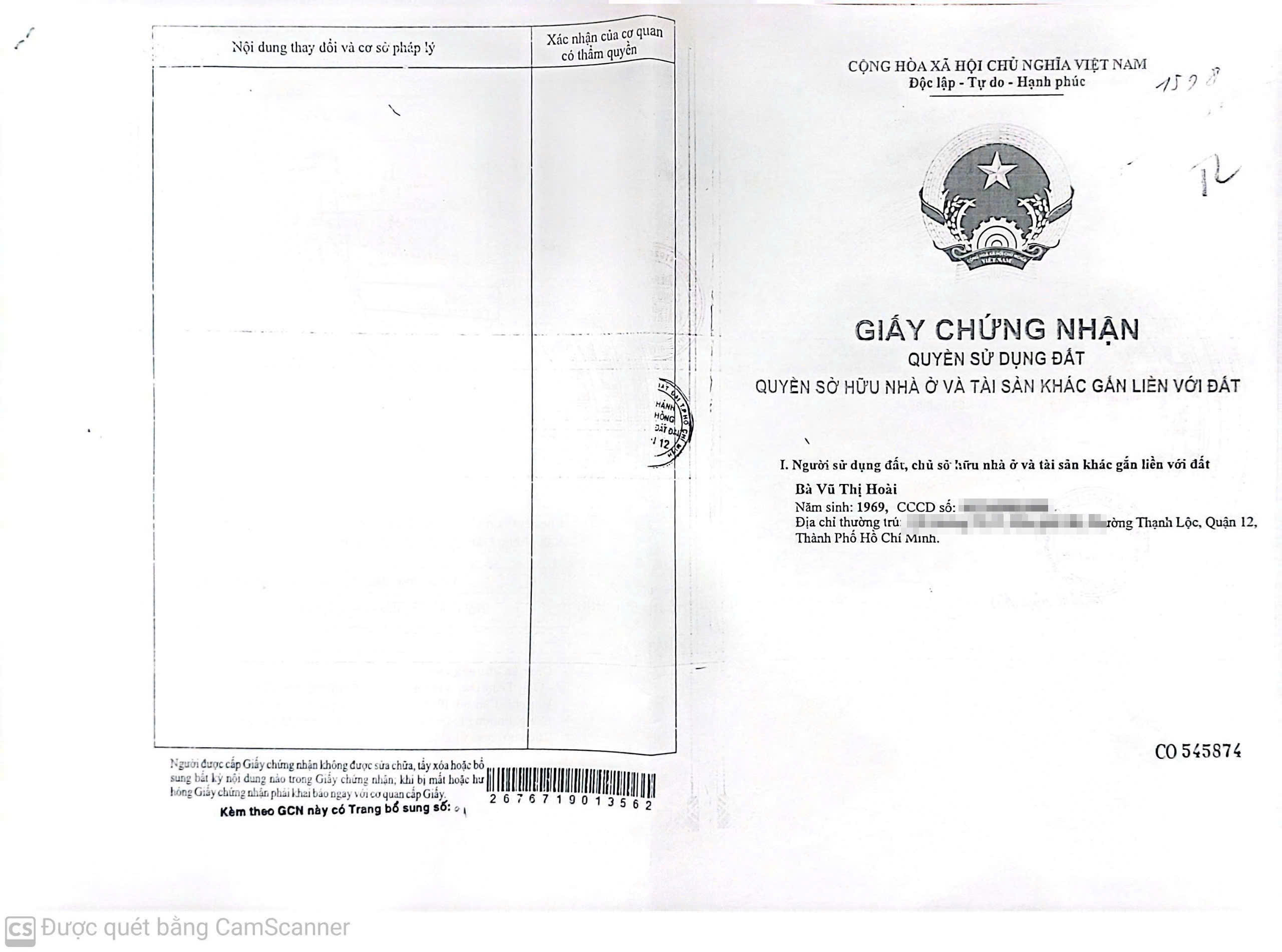 hình ảnh pháp lý Nhà mặt tiền Ngã Tư Ga Hà Huy Giáp Quận 12 1